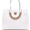 Versace Sac Cabas En Cuir à Plaque Medusa 1W00V OPTIC WHITE/ VERSACE GOLD
