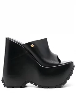 ( Nouvelle Collection ) Versace 1B00V - NERO-ORO VERSACE Mules Medusa Head à Plateforme Femme