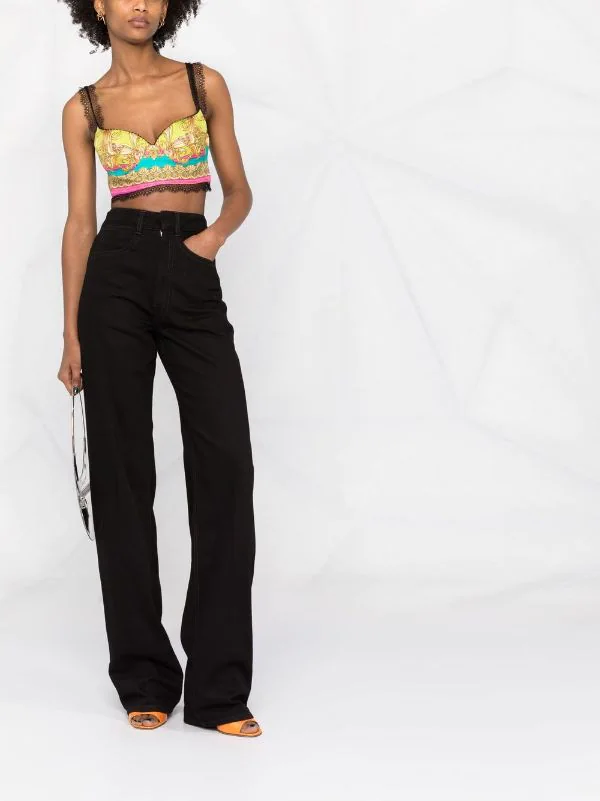Versace Haut Crop à Bordure En Dentelle Femme 2 Versace Haut Crop à Bordure En Dentelle Femme – Image 2