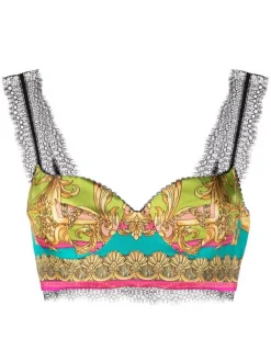 Versace Haut Crop à Bordure En Dentelle Femme