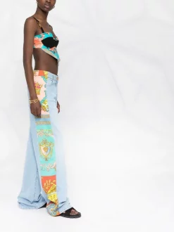Versace Jean Ample à Empiècements Contrastants 2D470 MEDIUM BLUE+MULTICOLOR -Pas Cher Versace Boutique 17679646 39291356 600
