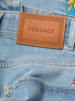 Versace Jean Ample à Empiècements Contrastants 2D470 MEDIUM BLUE+MULTICOLOR -Pas Cher Versace Boutique 17679646 39291371 600