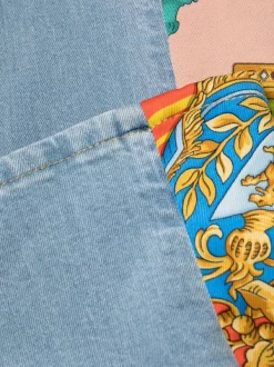 Versace Jean Ample à Empiècements Contrastants 2D470 MEDIUM BLUE+MULTICOLOR -Pas Cher Versace Boutique 17679646 39292142 600