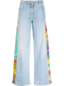 Versace Jean Ample à Empiècements Contrastants 2D470 MEDIUM BLUE+MULTICOLOR