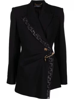 ( Nouvelle Collection ) Versace Blazer Greca à Détail D'épingle 1B000 BLACK