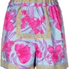 ( Nouvelle Collection ) Versace Short Satiné à Imprimé Cornflower 5V250 CORNFLOWER+PRINT
