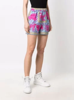 ( Nouvelle Collection ) Versace Short Satiné à Imprimé Cornflower 5V250 CORNFLOWER+PRINT -Pas Cher Versace Boutique 17679659 38093725 600