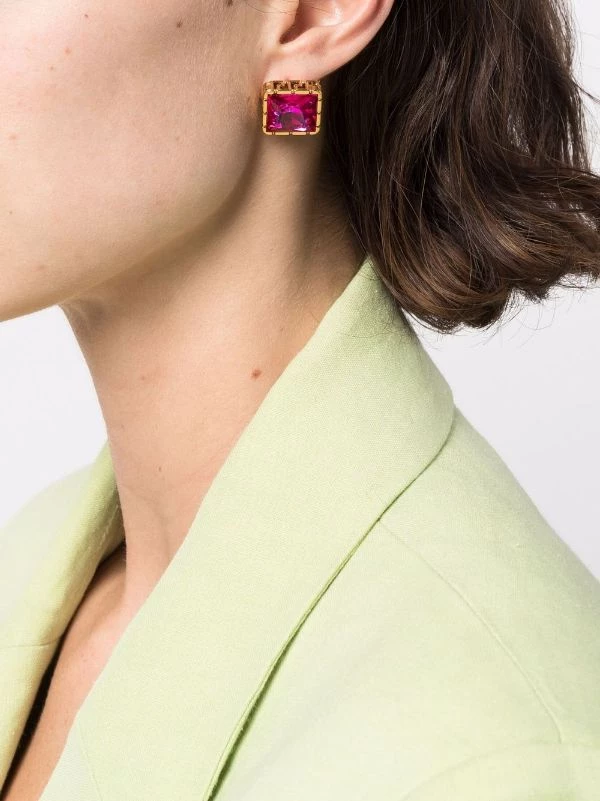 ( Nouvelle Collection ) Versace Puces D'oreilles La Grece Ornées De Pierres Femme 2 ( Nouvelle Collection ) Versace Puces D'oreilles La Grece Ornées De Pierres Femme – Image 2