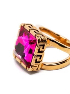 ( Nouvelle Collection ) Versace Bague La Greca Ornée De Pierres 4J350 Versacegold+cerise -Pas Cher Versace Boutique 17679713 37849404 600