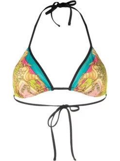 ( Nouvelle Collection ) Versace 5P370 MAUVELOUS CITRON Haut De Bikini à Imprimé Graphique Femme