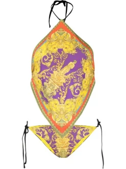 ( Nouvelle Collection ) Versace Maillot De Bain Noué à Imprimé Baroque Femme