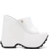( Nouvelle Collection ) Versace Mules Triplatform En Cuir 1W00V BIANCO OTTICO-ORO VERSACE