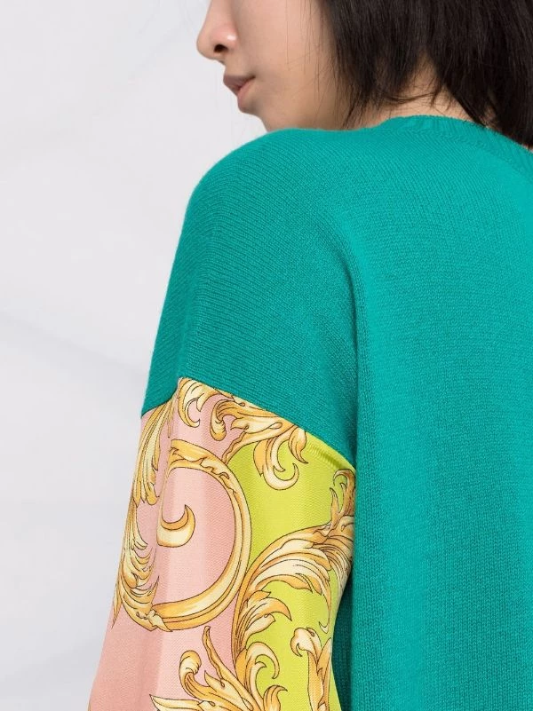 ( Nouvelle Collection ) Versace 1V560 TURQUOISE Pull Medusa Renaissance à Manches Contrastantes Femme 5 ( Nouvelle Collection ) Versace 1V560 TURQUOISE Pull Medusa Renaissance à Manches Contrastantes Femme – Image 5