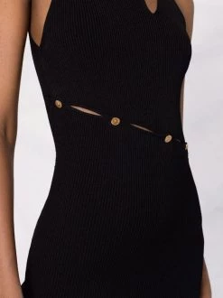 ( Nouvelle Collection ) Versace 1B000 BLACK Robe En Maille Nervurée à Découpes Femme -Pas Cher Versace Boutique 17680519 37893109 600