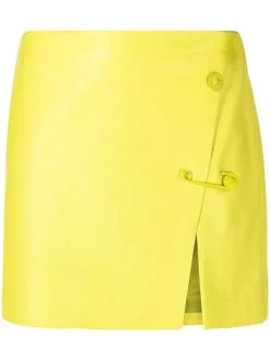 ( Nouvelle Collection ) Versace Minijupe à Détail épingle à Nourrice Medusa 1GB00 CITRON