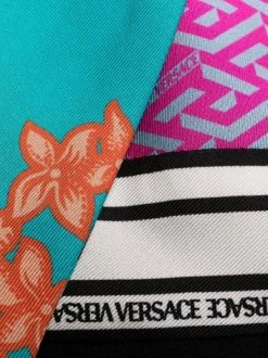 ( Nouvelle Collection ) Versace 1B000 BLACK Robe Acid Bouquet à Imprimé La Greca Signature Femme -Pas Cher Versace Boutique 17680530 39008620 600