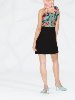 ( Nouvelle Collection ) Versace 1B000 BLACK Robe Acid Bouquet à Imprimé La Greca Signature Femme -Pas Cher Versace Boutique 17680530 39178188 600