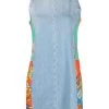 Versace Robe En Jean à Empiècements Contrastants 2D470 MEDIUM BLUE+MULTICOLOR