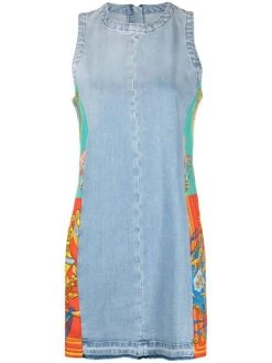 Versace Robe En Jean à Empiècements Contrastants 2D470 MEDIUM BLUE+MULTICOLOR