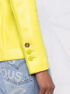 ( Nouvelle Collection ) Versace Veste En Cuir à Détail Medusa Safety Pin 1GB00 CITRON -Pas Cher Versace Boutique 17680533 38691886 600