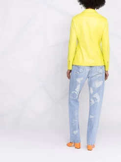 ( Nouvelle Collection ) Versace Veste En Cuir à Détail Medusa Safety Pin 1GB00 CITRON -Pas Cher Versace Boutique 17680533 38693306 600