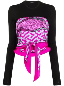 ( Nouvelle Collection ) Versace Haut à Détail De Foulard Greca En Soie Femme