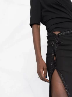 ( Nouvelle Collection ) Versace 1B000 BLACK Jupe Fendue à Détail D'épingle Femme -Pas Cher Versace Boutique 17680544 39289962 600