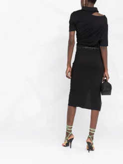 ( Nouvelle Collection ) Versace 1B000 BLACK Jupe Fendue à Détail D'épingle Femme -Pas Cher Versace Boutique 17680544 39292193 600