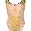 ( Nouvelle Collection ) Versace Maillot De Bain à Imprimé Graphique 5P370 MAUVELOUS CITRON