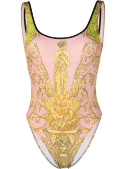 ( Nouvelle Collection ) Versace Maillot De Bain à Imprimé Graphique 5P370 MAUVELOUS CITRON