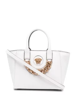 ( Nouvelle Collection ) Versace Sac Cabas La Medusa En Cuir 1W00V OPTIC WHITE/ VERSACE GOLD