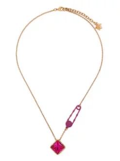 ( Nouvelle Collection ) Versace Collier Medusa Safety Pin Orné De Cristal 4J350 VERSACEGOLD-CERISE -Pas Cher Versace Boutique 17680653 38084830 600