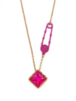 ( Nouvelle Collection ) Versace Collier Medusa Safety Pin Orné De Cristal 4J350 VERSACEGOLD-CERISE