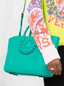 ( Nouvelle Collection ) Versace 1V62V TURQUOISE TURQUOISE VERSACEGOLD Grand Sac à Main La Medusa Femme -Pas Cher Versace Boutique 17680654 1cd376a5 9170 4716 b262 1c363ce62209 600