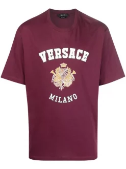 ( Nouvelle Collection ) Versace T-shirt à Logo Imprimé 1R580 DARK BORDEAUX