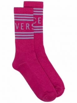 ( Nouvelle Collection ) Versace 2P910 Chaussettes à Logo Intarsia Femme