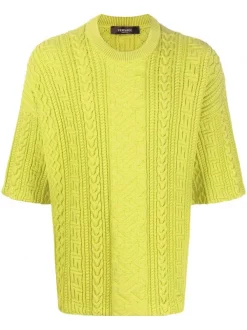 ( Nouvelle Collection ) Versace Haut En Maille épaisse à Manches Courtes 1GB00 CLTRON