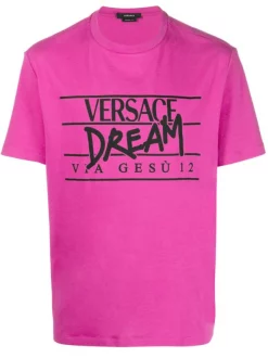 ( Nouvelle Collection ) Versace T-shirt à Slogan Imprimé Homme