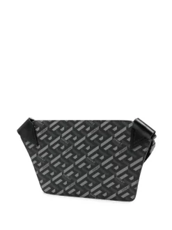 Versace 5B05E BLACK + GREY - RUTHENIUM Sac Banane En Cuir à Logo Imprimé Homme -Pas Cher Versace Boutique 17682086 39508764 600