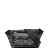Versace 5B05E BLACK + GREY - RUTHENIUM Sac Banane En Cuir à Logo Imprimé Homme