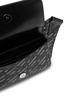 Versace 5B05E BLACK + GREY - RUTHENIUM Sac Banane En Cuir à Logo Imprimé Homme -Pas Cher Versace Boutique 17682086 39529462 600