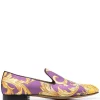 ( Nouvelle Collection ) Versace 5L290 DARK ORCHID SUN Mocassins Imprimés à Fini Satiné Homme