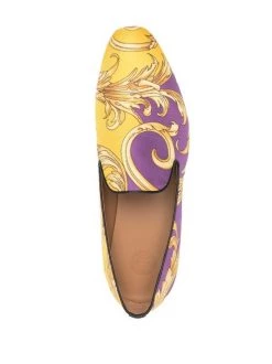 ( Nouvelle Collection ) Versace 5L290 DARK ORCHID SUN Mocassins Imprimés à Fini Satiné Homme -Pas Cher Versace Boutique 17682087 39065340 600