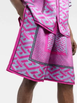 ( Nouvelle Collection ) Versace 5P350 CERISE CORNFLOWER Bermuda à Imprimé La Greca Homme -Pas Cher Versace Boutique 17682090 4be599e7 dc24 47a8 bf79 e19b24b1bd46 600