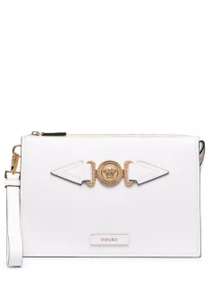 Versace Pochette En Cuir à Logo Madusa 1W00V OPTICAL WHITE/ VERSACE GOLD