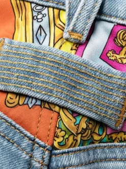 ( Nouvelle Collection ) Versace 2D470 MEDIUM BLUE+MULTICOLOR Jean Droit à Imprimé Royal Rebellion Homme -Pas Cher Versace Boutique 17682092 38922306 600