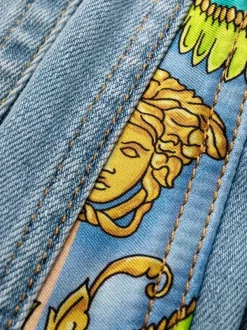 ( Nouvelle Collection ) Versace 2D470 MEDIUM BLUE+MULTICOLOR Jean Droit à Imprimé Royal Rebellion Homme -Pas Cher Versace Boutique 17682092 38922315 600
