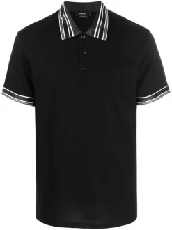 ( Nouvelle Collection ) Versace Polo à Bords Rayés 1B000 BLACK