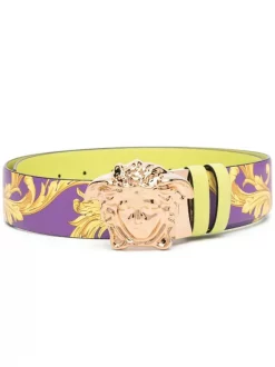 ( Nouvelle Collection ) Versace Ceinture Royal Rebellion En Cuir 5L34V DARKORCHID+SUN+CITRON