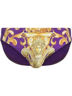( Nouvelle Collection ) Versace 5L290 DARK ORCHID+SUN Slip De Bain à Imprimé Baroque Homme